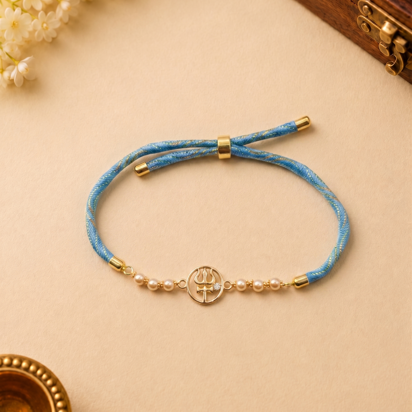 Trishul Gold Plated Silver Rakhi