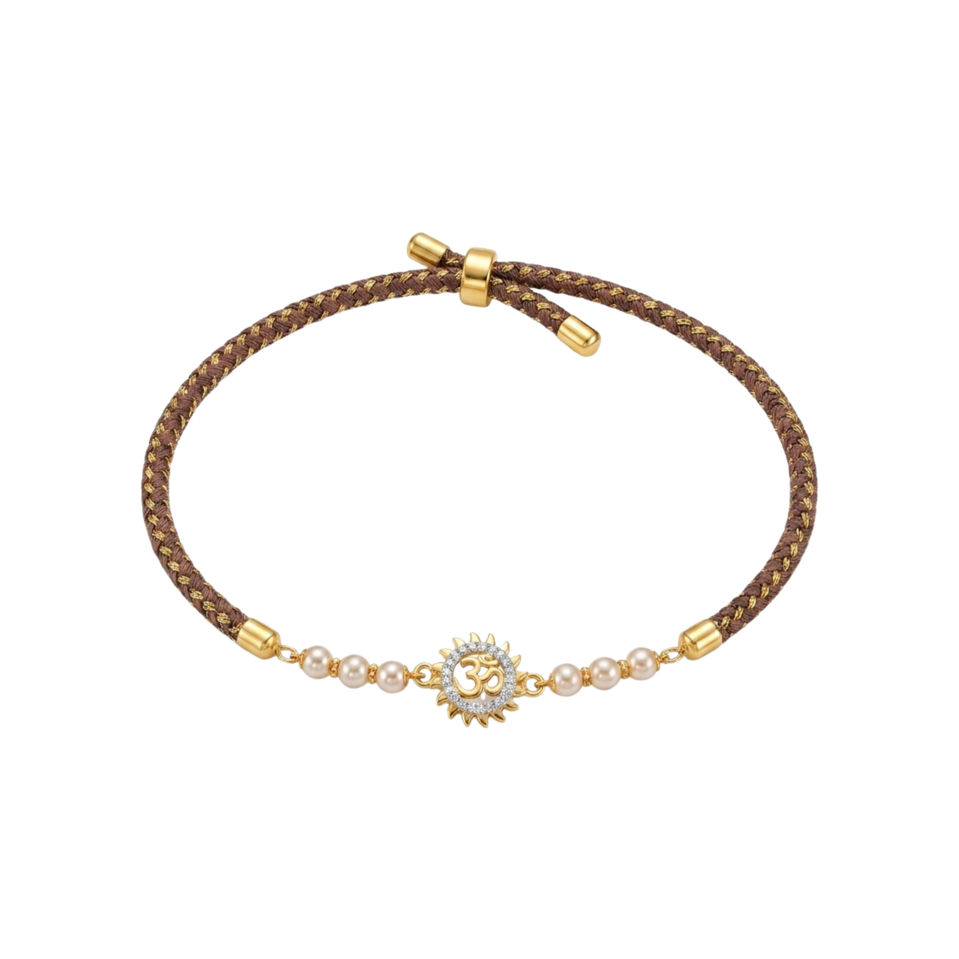Om Kiran Gold Plated Silver Rakhi