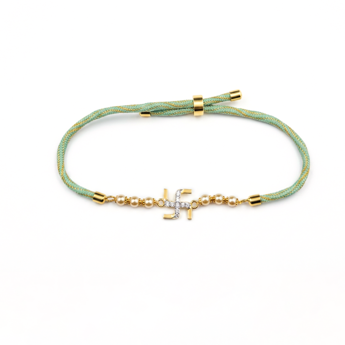Swastik Gold Plated Silver Rakhi