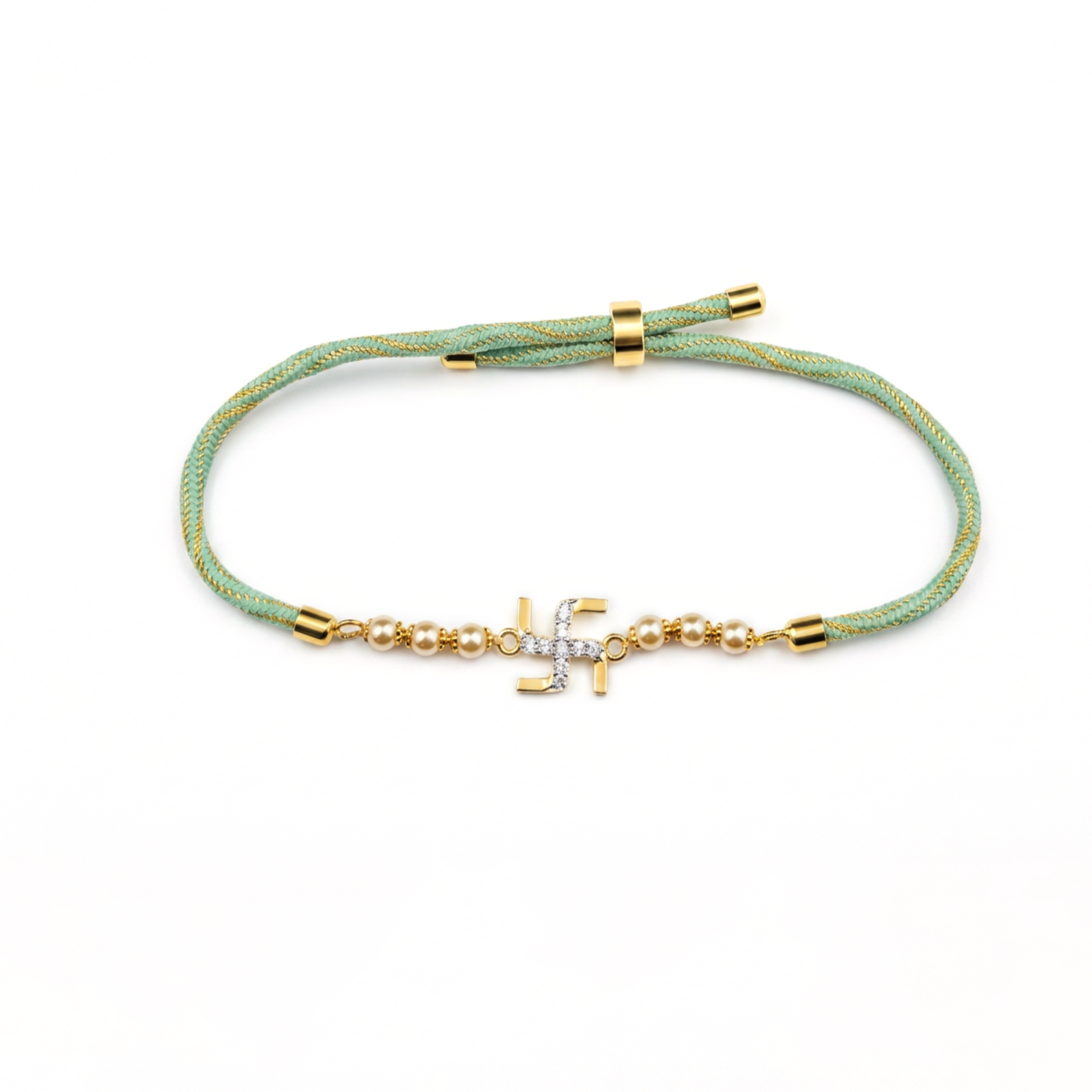 Swastik Gold Plated Silver Rakhi
