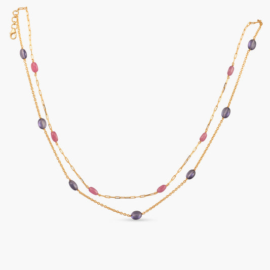 Isha Beaded Layered Silver Necklace