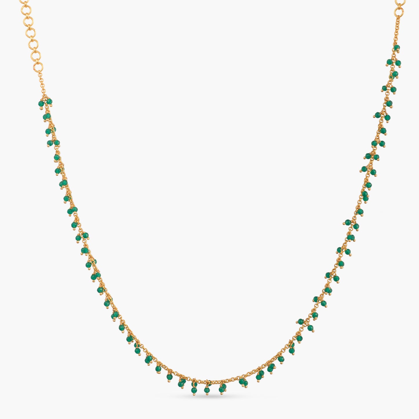 Arfa Green Beads Silver Necklace