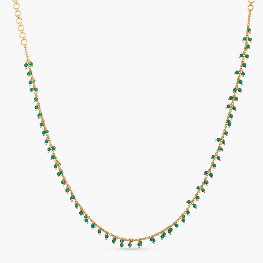 Arfa Green Beads Silver Necklace