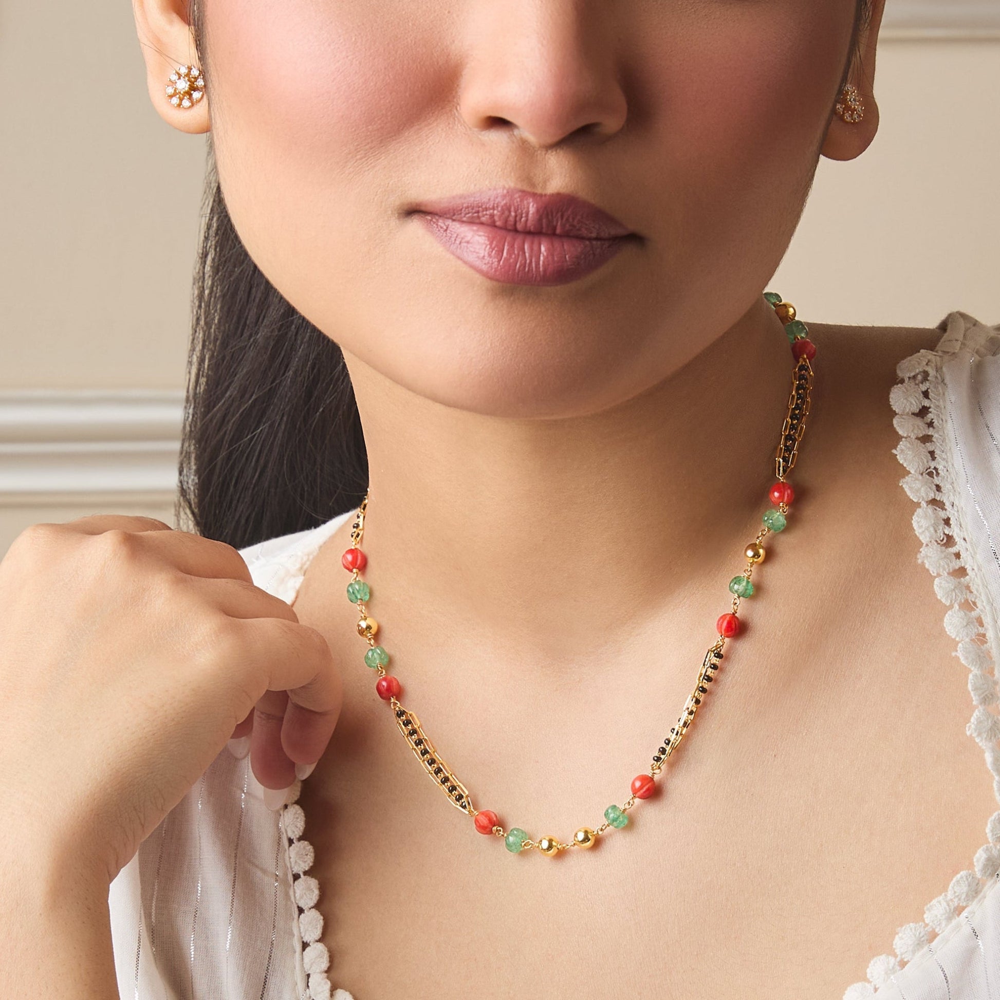 Suneha Beaded Silver Mangalsutra
