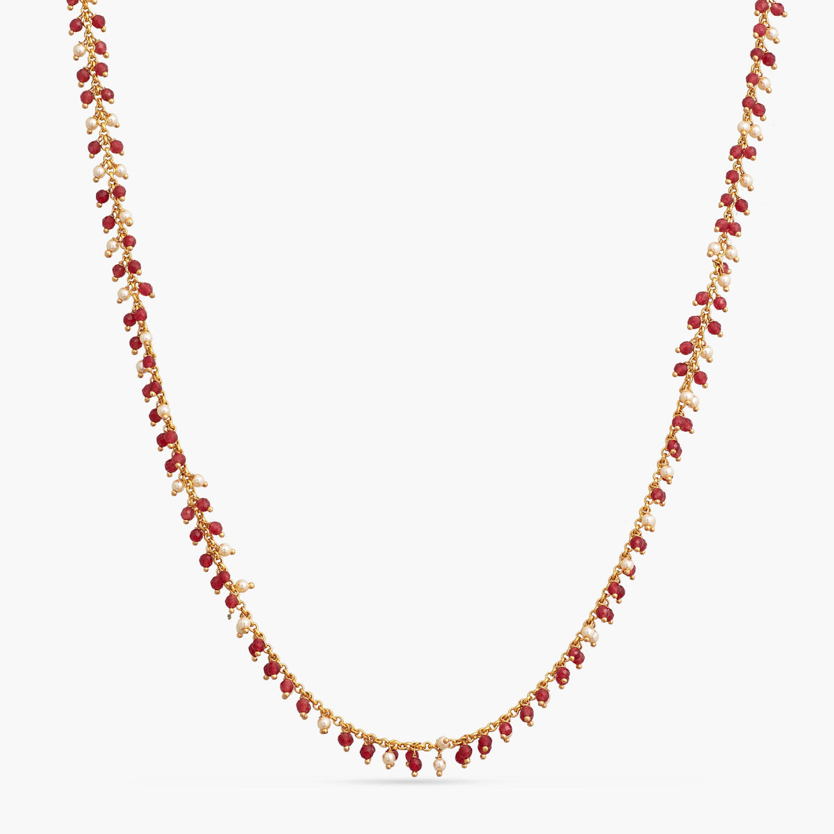 Meera Ruby Beads Silver Necklace