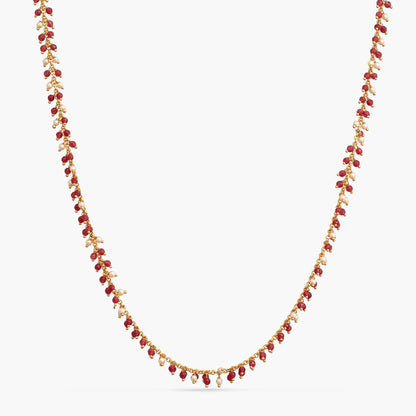 Meera Ruby Beads Silver Necklace