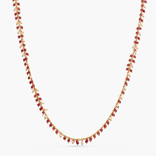 Meera Ruby Beads Silver Necklace