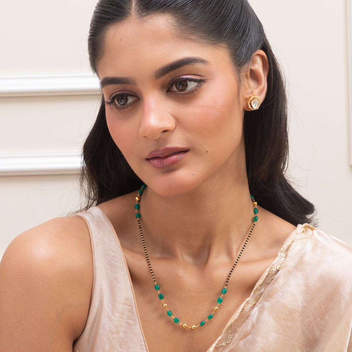 Nidhi Beaded Silver Mangalsutra