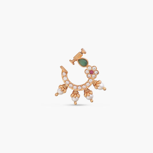 Vihitha Kempu Jadau SIlver Nose Ring