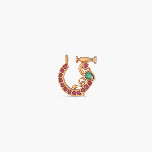 Manvitha Kempu Jadau Silver Nose Ring