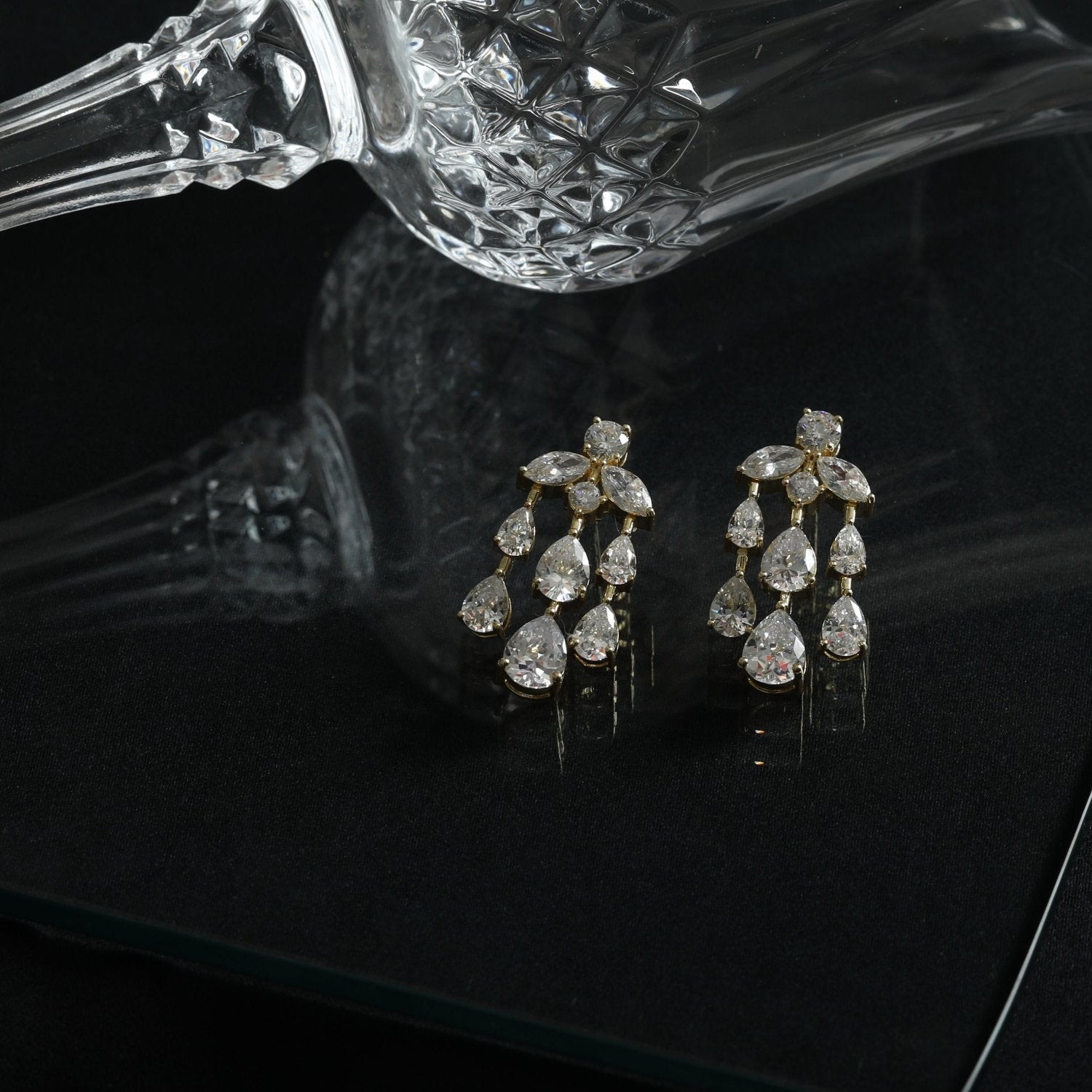 Aurelia CZ Gold Plated Silver Chandelier Earrings