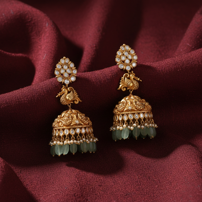 Saira Moissanite Nakshi Jhumki Earrings
