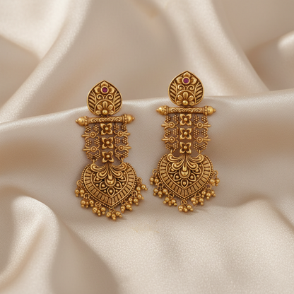 Swara Classic Drop Silver Earrings