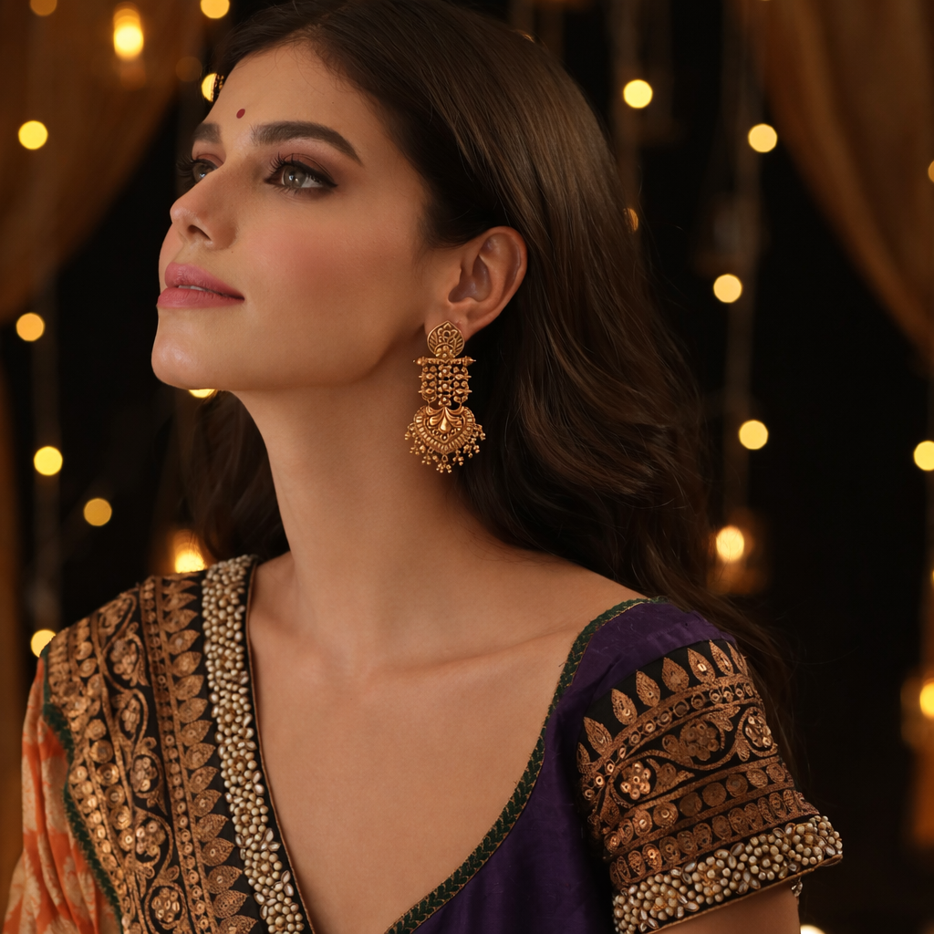 Swara Classic Drop Silver Earrings
