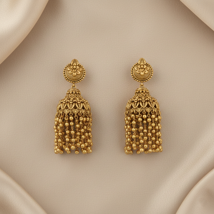 Swara Floral Frill Silver Jhumki Earrings