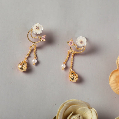 Blossom Veil Delicate Dangles Silver Drop Earrings
