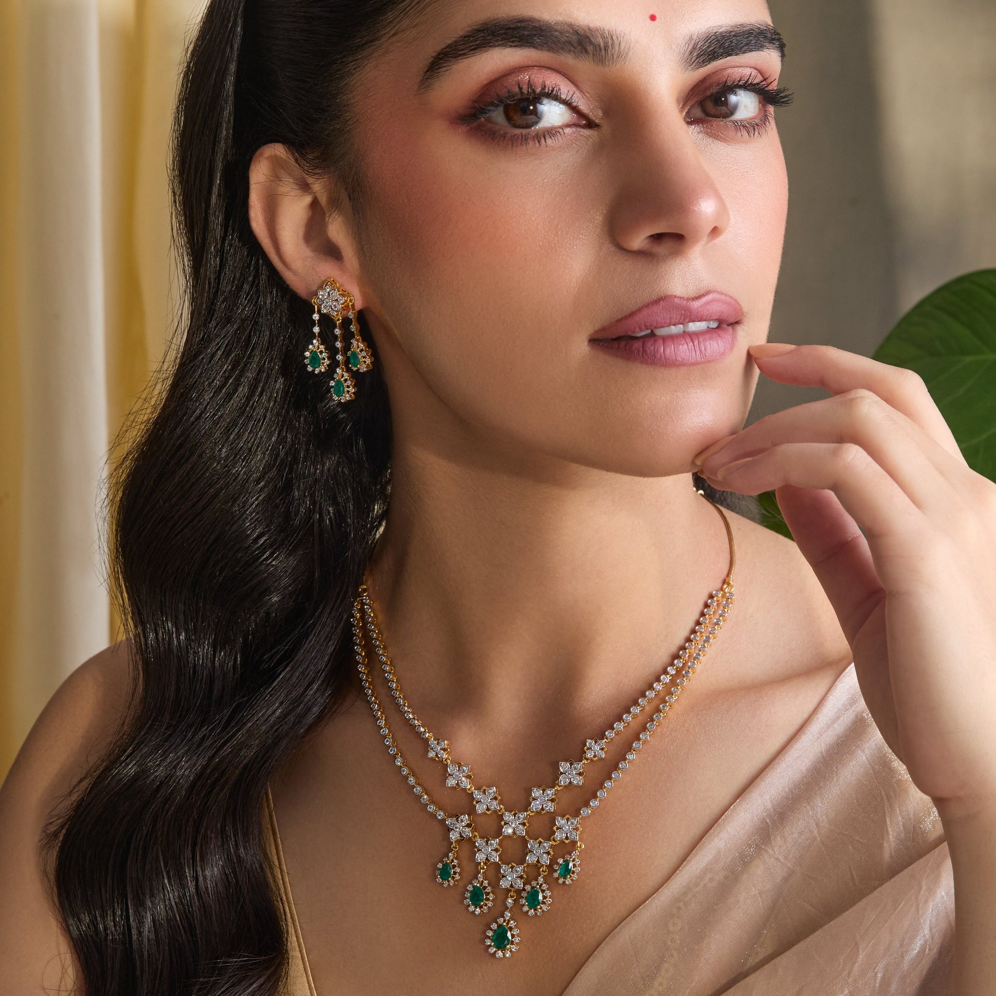 Tara CZ Silver Necklace Set
