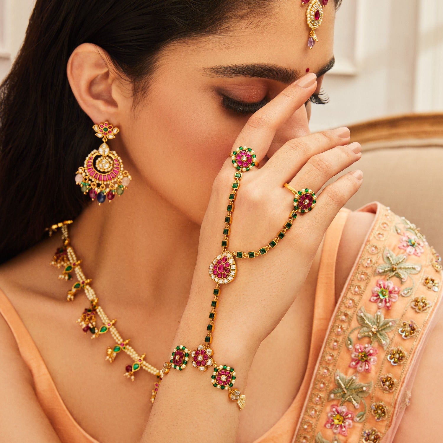 Swarnim Pushp Heritage Jadau Silver Maangtika