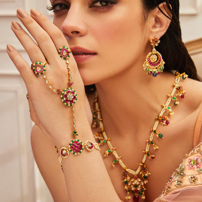 Heritage Floral Jadau Silver Haath Phool