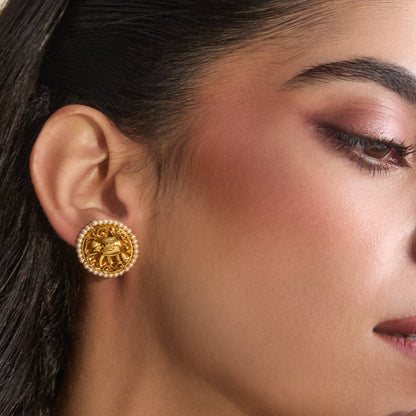 Gaja Antique Silver Stud Earrings