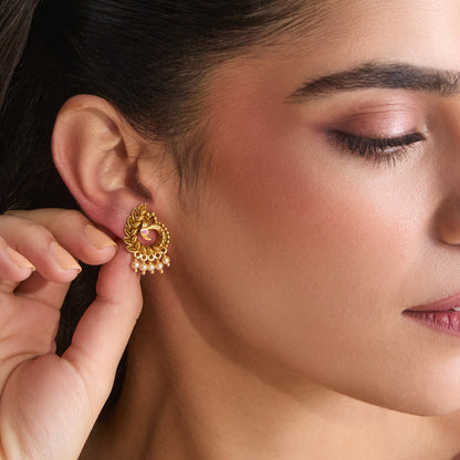 Mayil Antique Silver Stud Earrings