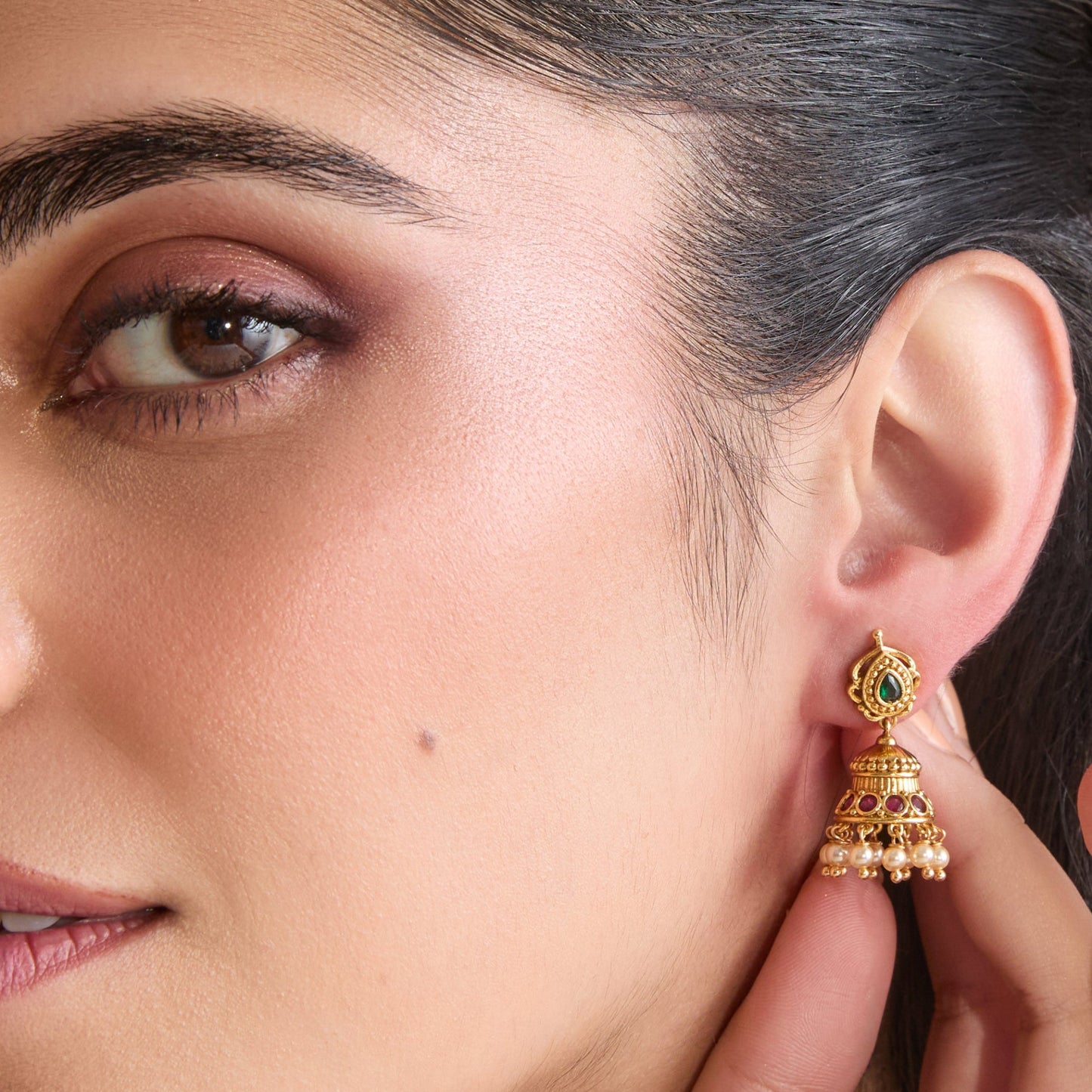 Kamala Antique Silver Jhumka Earrings