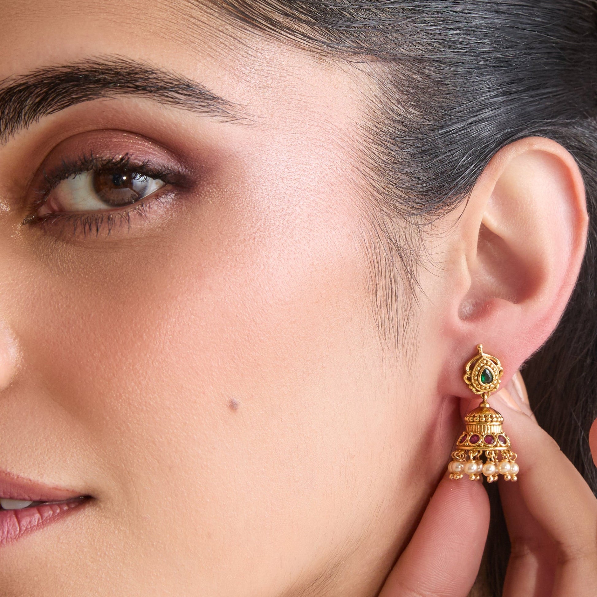 Kamala Antique Silver Jhumka Earrings