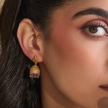 Lalitha Antique Silver Jhumka Earrings
