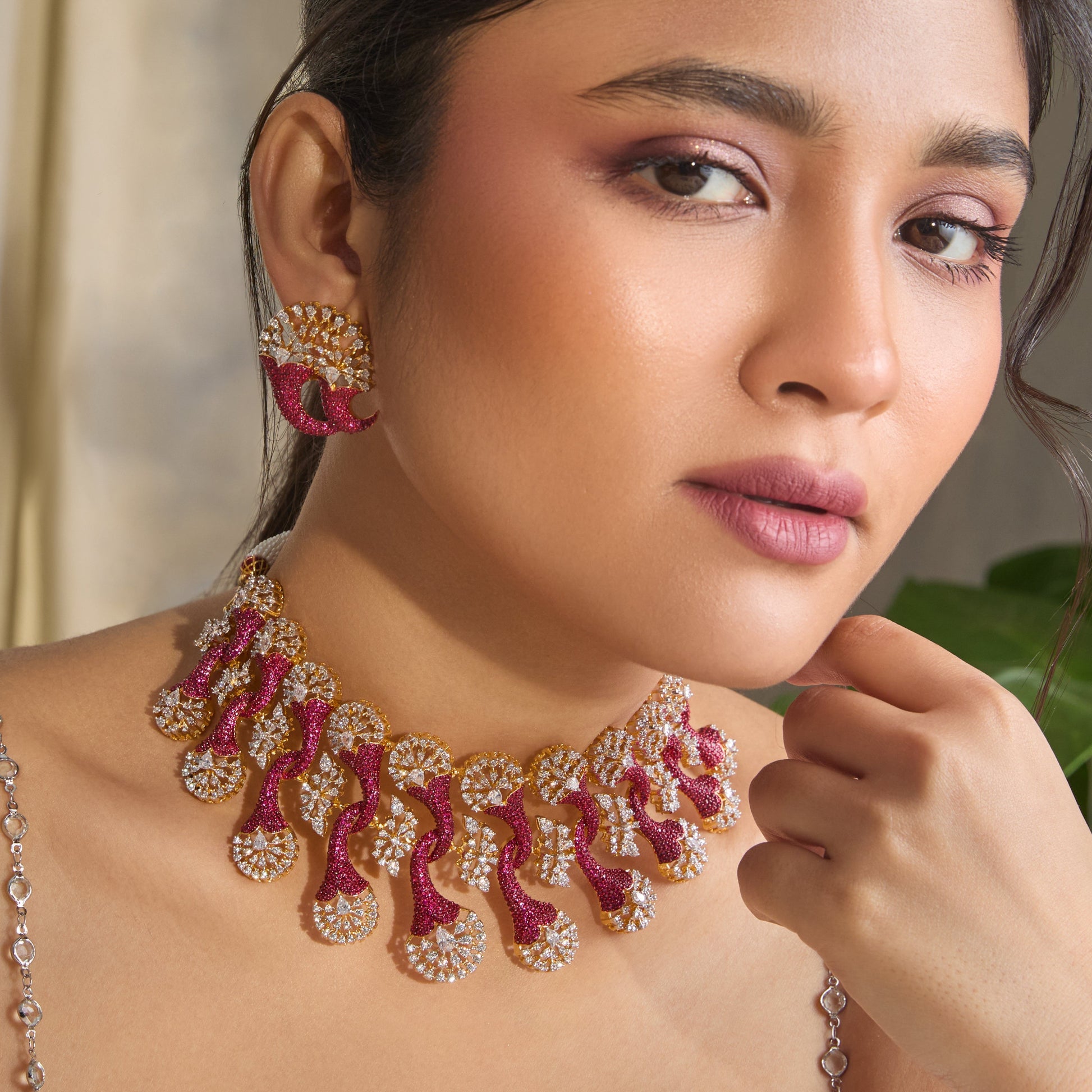 Naia CZ Silver Choker Set
