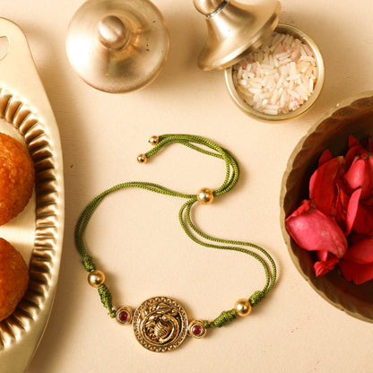Peacock Antique Silver Rakhi