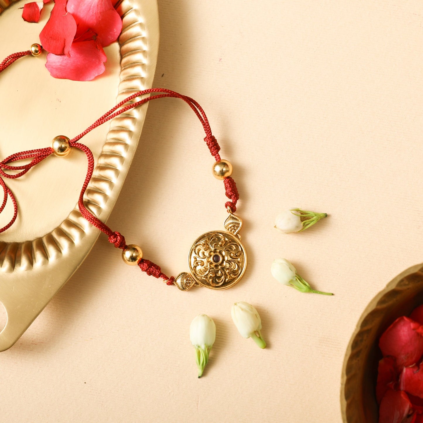 Floral Swirl Silver Rakhi