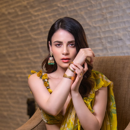 Vilasin Enamel Jadau Silver Jhumki Earrings