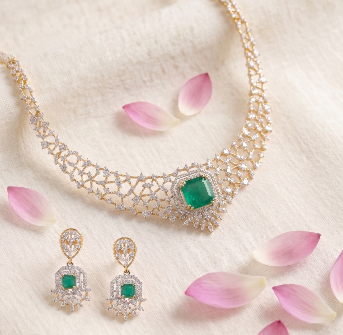 Olivia CZ Silver Necklace Set