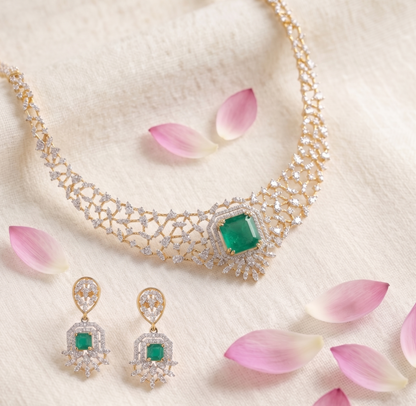 Olivia CZ Silver Necklace Set