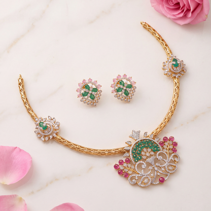 Avira CZ Silver Necklace Set