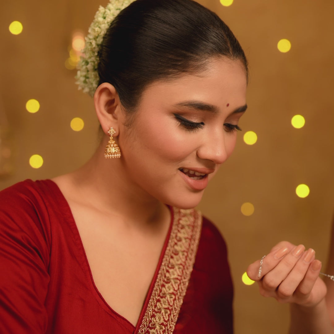 Veyna CZ Silver Jhumka Earrings