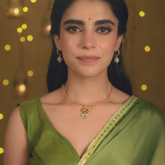 Vinayaka Antique Silver Pendant Necklace