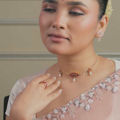 Mira Delicate Jadau Silver Choker