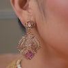 Meenal Moissanite Silver Peacock Necklace Set