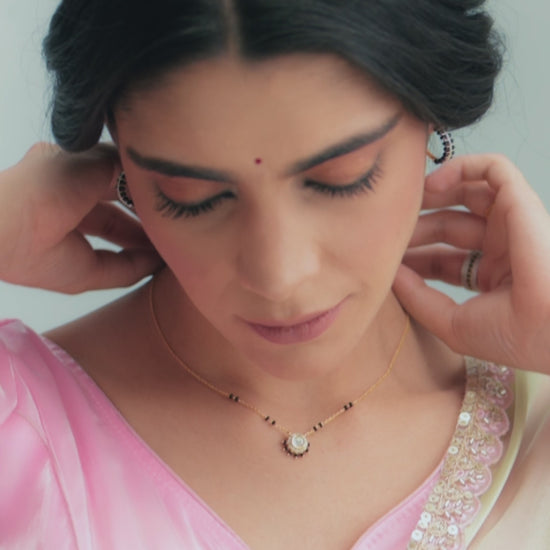 Elegant CZ Moissanite Silver Mangalsutra Necklace