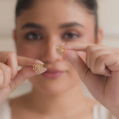Nakshatra Silver CZ Stud Earrings