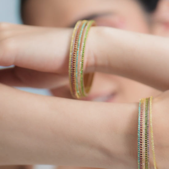 Circle of Love Pink Silver Bangle