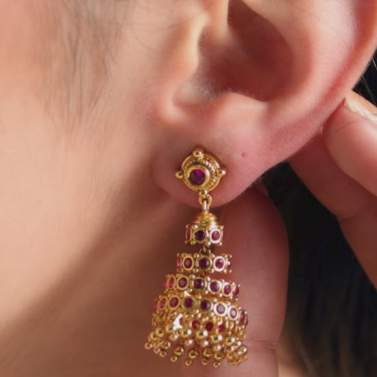 Chandrika Antique Silver Jhumka Earrings
