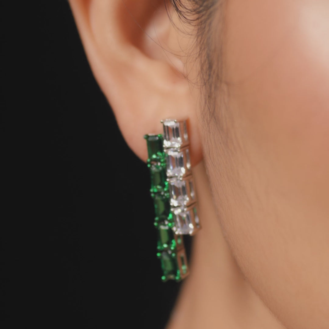 Emeraude Verdant Silver Earrings