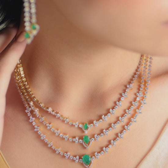 Tara CZ Silver Necklace Set
