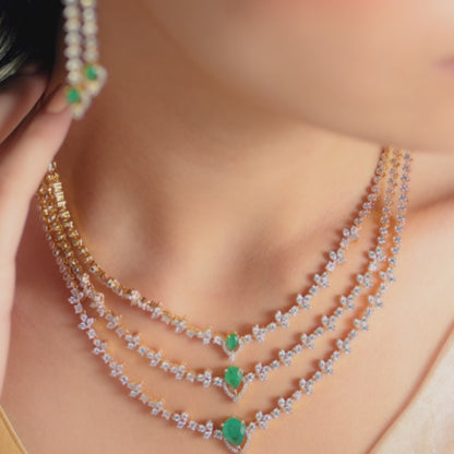 Tara CZ Silver Necklace Set
