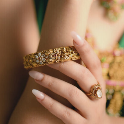 Padma Antique Lakshmi Silver Bangles
