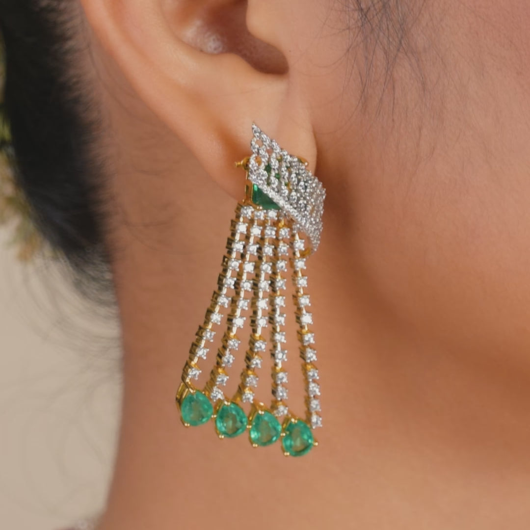 Aveline Emerald CZ Silver Necklace Set