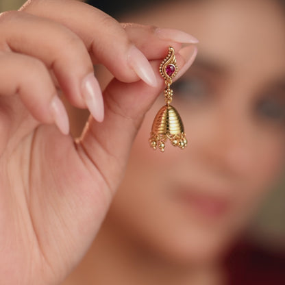 Diya Antique Silver Jhumka Earrings