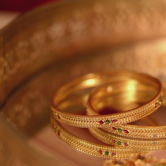 Ruchira Kempu Antique Silver Bangles